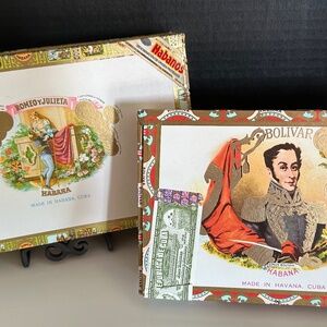 2 EMPTY Cigar Boxes - Romeo Y Julieta - Bolivar - Petit Coronas - Havana Cuba